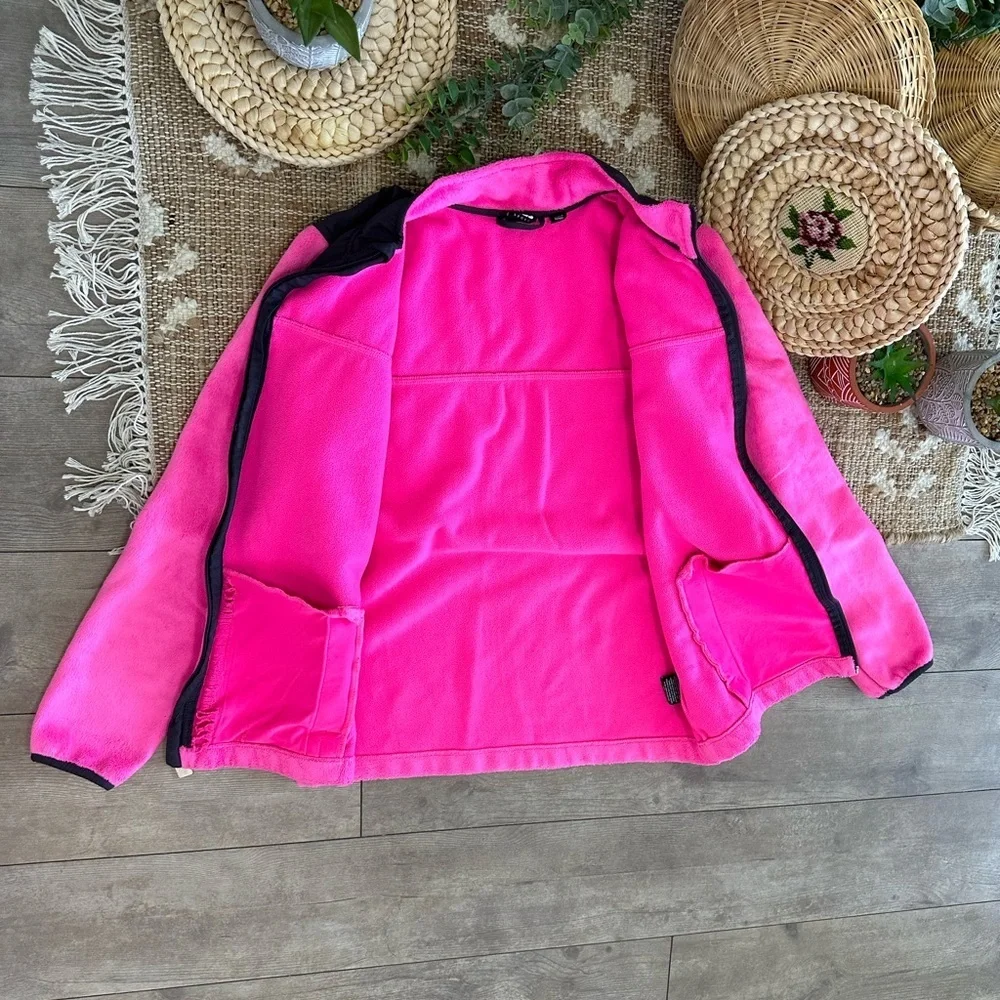 Fila Girls Sports Fleece Full Zip Jacket Ultra Soft Sz XL Hot Pink and Black